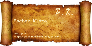 Pacher Klára névjegykártya